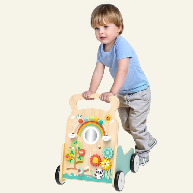 Houten loopwagen panda – babywalker om stap voor stap te leren lopen – foto 3