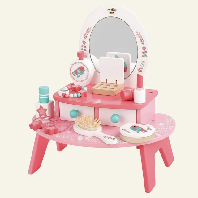 Houten kaptafel roze: spelen, spiegelen en stralen met 9 accessoires