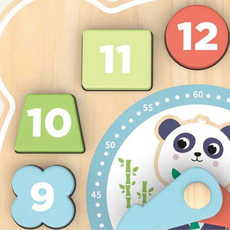 Houten klokpuzzel 12 - delig: samen spelend leren klokkijken - Kleine Bloesem