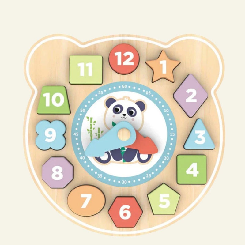 Houten klokpuzzel 12 - delig: samen spelend leren klokkijken - Kleine Bloesem