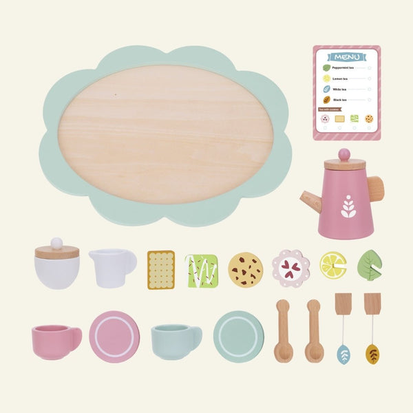 Houten theeset - Kleine Bloesem