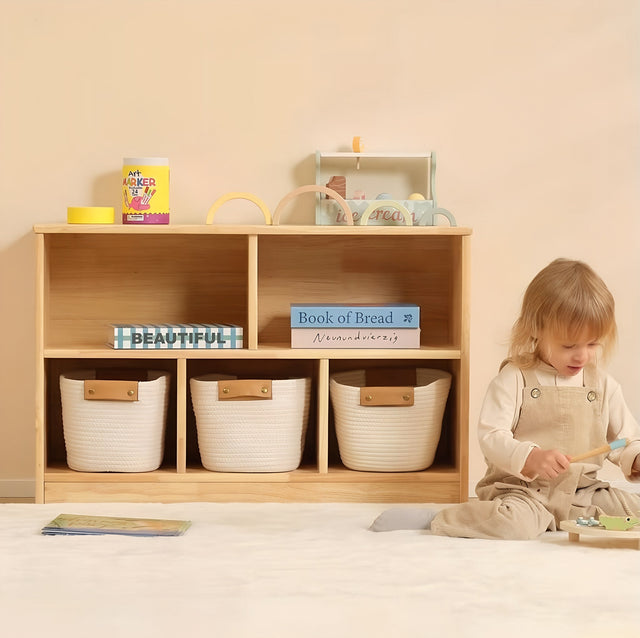 Montessori opbergkast – 5 vakken, massief hout – foto 3