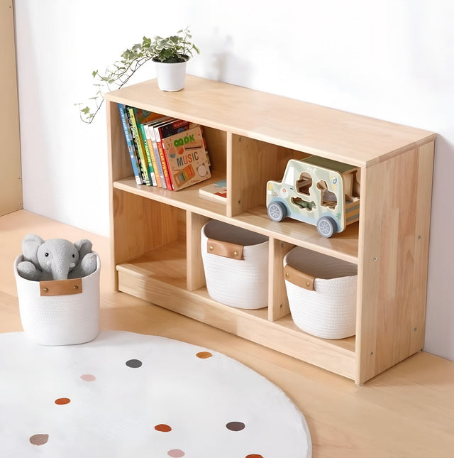 Montessori opbergkast – 5 vakken, massief hout – foto 2