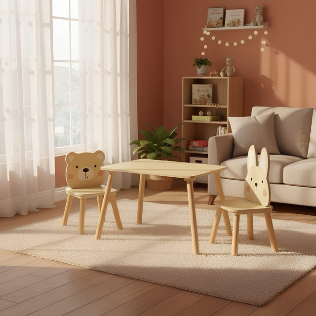 Kindertafel met 2 stoeltjes – beer & konijn – foto 6